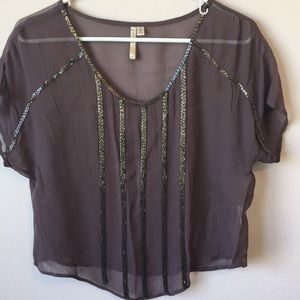 Purple sheer and beaded top (small), never worn
